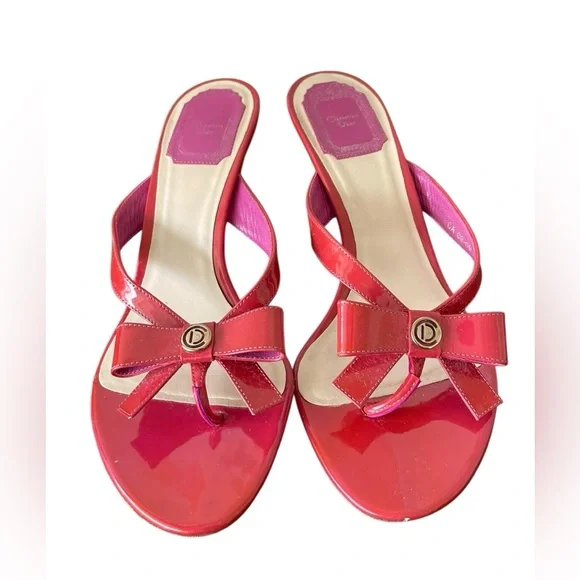 Dior Pink Patent Leather Bow Sandals Size 38 - Picture 8 of 8